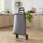 [en. casa] - chariot de courses aaby 96 x 35 x 29 cm gris fonc noir