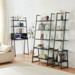 [en. casa] - ensemble de 3 meubles storfjord avec bureau et 2 �tag�res �chelles noir