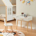 [en. casa] - ensemble de bureau et chaise pour enfants skjervy naturel blanc