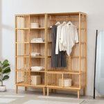 [en. casa] - ensemble de portant vemb et tagre trundholm bambou 185 x 160 x 45 cm naturel