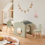[en. casa] - ensemble de table de dessin et 2 chaises pour enfants romso vert menthe
