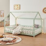 [en. casa] - lit cabane sisimiut pin 120 x 200 cm vert menthe / blanc