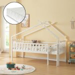 [en. casa] - lit cabane sotkamo avec matelas  mousse froid 90 x 200 kg blanc