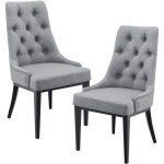 [en. casa] - lot 2 de chaises de salle  manger chester 100 x 53 x 60 cm gris clair noir