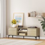 [en. casa] - meuble tv kistiandi 140 x 40 x 50 cm effet ch�ne clair