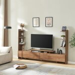 [en. casa] - meuble tv rauki avec �tag�res lat�rales effet noyer