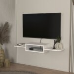 [en. casa] - meuble tv tar mural 115 x 30 x 16 cm blanc