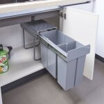 [en. casa] - poubelle encastrable froland 1 x 10l + 1 x 20l 48 x 26 x 42 cm gris