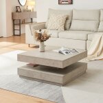 [en. casa] - table basse florenz 76 x 76 x 38 cm effet b�ton clair
