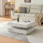 [en. casa] - table basse florenz 76 x 76 x 38 cm effet marbre blanc