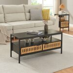 [en. casa] - table basse luniehti 100 x 40 x 48 cm noir naturel