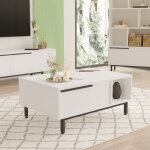 [en. casa] - table basse de salon majaajo� 90 x 60 x 38 cm blanc noir