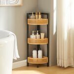 [en. casa] - tagre d'angle tervola 80 x 32 x 23 cm noir naturel aspect rotin