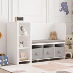 [en. casa] - tag�re enfant avec banc h�ylandet 76 x 112 x 40 cm blanc gris