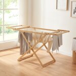 �tendoir � linge fakala bambou 154 x 59 x 82 cm naturel blanc [en. casa]