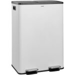 Casabel poubelle 60l blanche, double compartiment, couvercles
