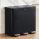 Casabel poubelle tri s�lectif 3x20l, acier inox noir, poubelle