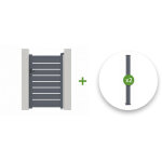 Casanoov - pack portillon aluminium vogel 100x160cm + 2 poteaux h. 190cm gris