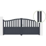Portail battant 3m meije h. 140cm alu gris + 2 poteaux 20x20cm h. 166cm