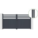 Portail battant 3m nevis h. 160cm alu gris + 2 poteaux 20x20cm h. 190cm