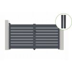 Portail battant 3m vogel h. 160cm alu gris + 2 poteaux 20x20cm h. 190cm