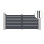 Portail battant 3m vogel h. 180cm alu gris + 2 poteaux 20x20cm h. 190cm