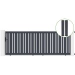 Portail coulissant 4m veymont h. 140cm alu gris + 2 poteaux 20x20cm h. 166cm