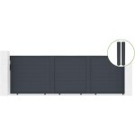Portail coulissant 5m eiger h160cm alu + 2 poteaux gris eifel 20x20cm h. 190cm