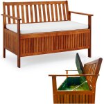 Casaria� banc de jardin en bois 120x62 cm coffre de jardin r�sistant aux intemp�ries rangement b�che ...