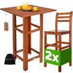 Ensemble table de bar et 2 tabourets bois mange debout table haute avec chaises intrieur extrieur jardin ...