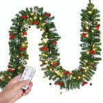 Guirlande de nol lumineuse dcoration en sapin artificiel avec lumires blanc chaud pour porte fentre ...