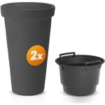 Pot de fleurs xxl 42l bac  plantes 63x40cm rond rsistant  l'hiver jardin terrasse cache - pot bac ...