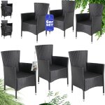 Casaria� set de chaises de jardin empilables en polyrotin chaises d'ext�rieur r�glables charge 160 kg ...