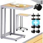 Casaria - table d'appoint 50x40x66 cm en forme 'c' wpc plateau de table avec roulettes extrieur intrieur ...