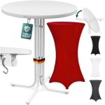Table haute blanche pliable avec housse mange debout 110 cm bar bistrot jardin 2 crochets inclus intrieur ...
