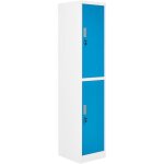 Casier � 2 niveaux en m�tal armoire vestiaire gymnase salle de sport �cole 2 portes blanc et bleu athlete ...