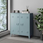 [en. casa] - casier de bureau mtallique orip  2 portes 90 x 80 x 33 cm gris - bleu