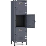 Casier en mtal  3 portes verrouillables, armoire de rangement 3 etagres verticale empilable, casier ...