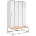 Casier en m�tal avec banc armoire vestiaire gymnase salle de sport �cole 4 portes blanc et gris athlete ...