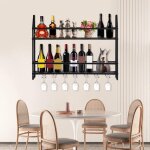 Casier � vin mural avec support � verres � pied �tag�re � vin industrielle �tag�re � vin bar �tag�re ...