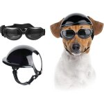 Casque + lunettes chien ajustables, protection uv / coupe - vent / impermable, petites / moyennes races ...