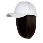 Casquette de baseball avec extensions de cheveux, coiffure courte et lisse, coupe bob, perruque réglable ... Casquette de baseball avec extensions de cheveux, coiffure courte et lisse, coupe bob, perruque réglable ...