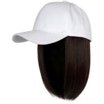 Casquette de baseball avec extensions de cheveux, coiffure courte et lisse, coupe bob, perruque r�glable ...