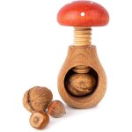 Casse - noix en bois en forme de champignon - rouge et points blanc