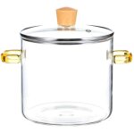 Casserole en verre, marmite en verre pour la cuisson sur la plaque, casserole transparente � mijoter, ...