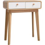 Cassie table console avec 2 tiroirs en effet ch�ne blanc