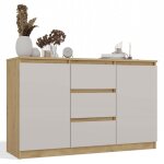 Cazar - commode 2 portes + 3 tiroirs - dimensions : 75x120x40 - buffet, rangement - chêne artisan et ... Cazar - commode 2 portes + 3 tiroirs - dimensions : 75x120x40 - buffet, rangement - chêne artisan et ...
