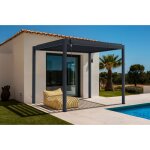 Pergola bioclimatique autoport�e piana 3x2m aluminium gris - lames orientables