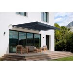 Store banne semi - coffre motoris� fazzio 5x3m - toile premium 320g / m� gris