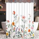 180 x 180 cm rideau de douche motif fleur rouge - ourlet lest - tissu anti - moisissure - impermable ...